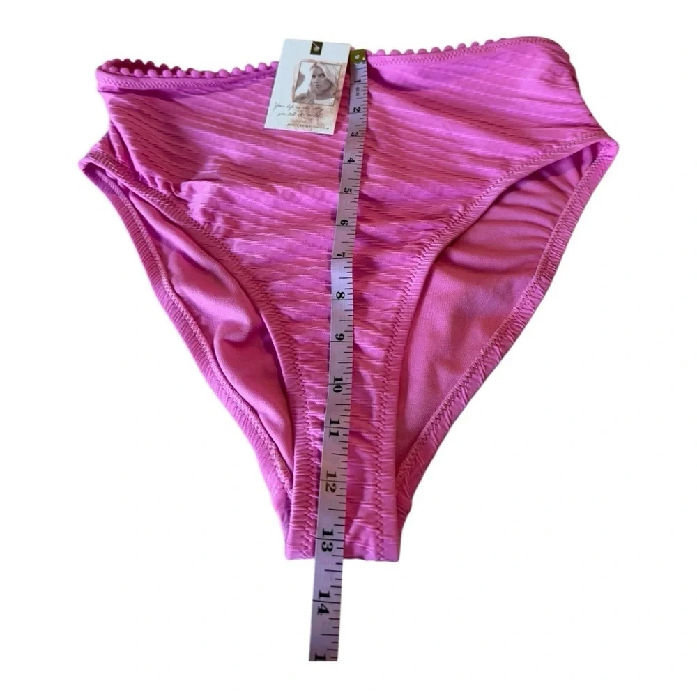 Jessica Simpson Pink Textured High Cut High Waist Bikini Separate NEW Size M